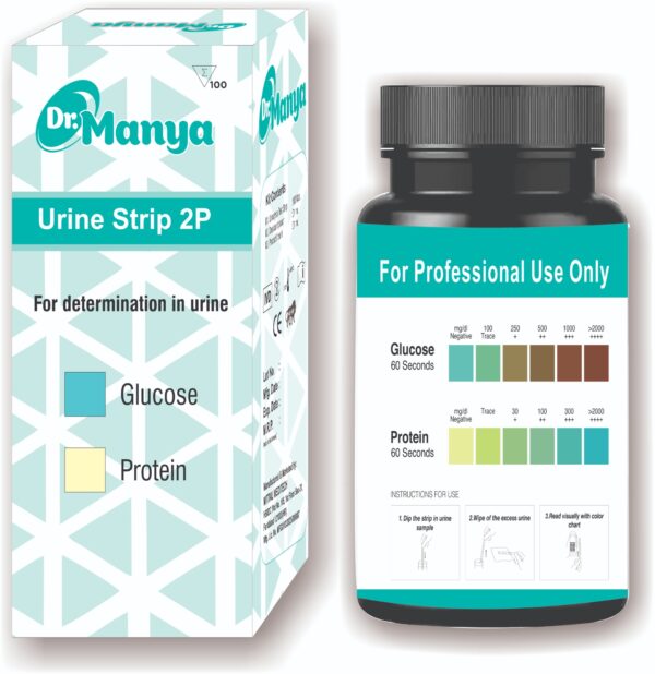 Dr. Manya Urine Test Strips for Glucose & Protein – 100 Strips for Accurate and Easy Home Monitoring